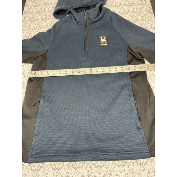 Spyder Blue/Black Quarter Zip Pullover Waffle Knit Sweater Men's Size M - Picture 5 of 6